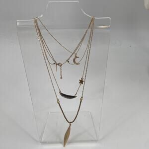 American Eagle multi strand gold tone mother of pearl necklace